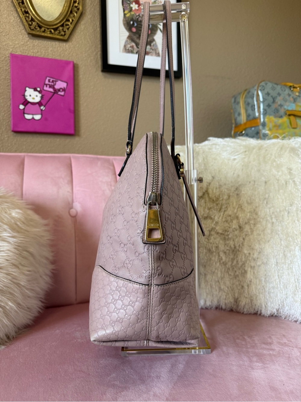💯Auth GUCCI Guccisima BREE Shoulder Bag w Soft PINK Leather & Goldtone Hardware - Picture 2 of 16